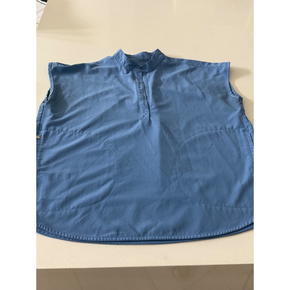 Figs Technical Collection Ceil Blue Mandarin Collar Scrub Top WXXSW1003 Small